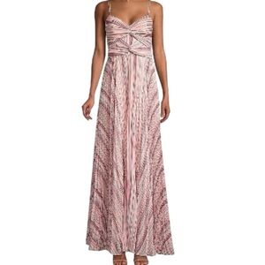 Parker Dress Size 4 Pink Pleated Beatrix Maxi Gown Twist-Front Party Sweetheart